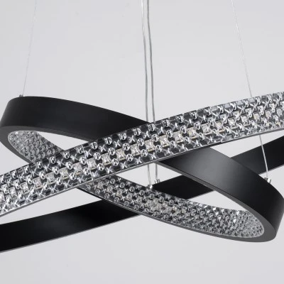 GloboStar® DIAMOND DUO 61150 Κρεμαστό Φωτιστικό Δαχτυλίδι-Κύκλος LED CCT 75W 8743lm 360° AC 220-240V - Εναλλαγή Φωτισμού μέσω Τηλεχειριστηρίου All In One Ψυχρό 6000k+Φυσικό 4500k+Θερμό 2700k Dimmable Φ40+60cm - Μαύρο - 3 Years Warranty