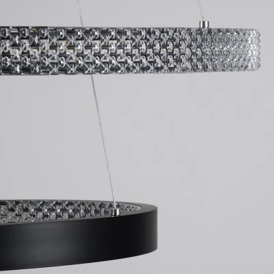 GloboStar® DIAMOND DUO 61150-DECO Κρεμαστό Φωτιστικό Δαχτυλίδι-Κύκλος LED CCT 75W 8743lm 360° AC 220-240V - Εναλλαγή Φωτισμού μέσω Τηλεχειριστηρίου All In One Ψυχρό 6000k+Φυσικό 4500k+Θερμό 2700k Dimmable Φ40+60cm - Μαύρο - 3 Years Warranty