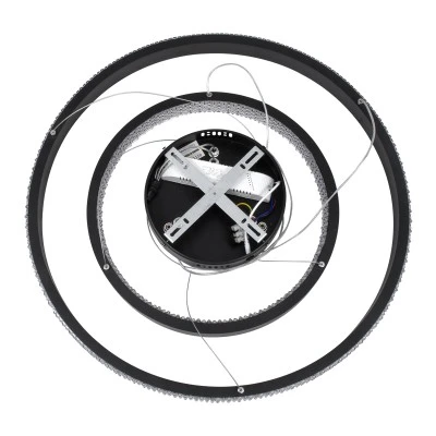GloboStar® DIAMOND DUO 61150-DECO Κρεμαστό Φωτιστικό Δαχτυλίδι-Κύκλος LED CCT 75W 8743lm 360° AC 220-240V - Εναλλαγή Φωτισμού μέσω Τηλεχειριστηρίου All In One Ψυχρό 6000k+Φυσικό 4500k+Θερμό 2700k Dimmable Φ40+60cm - Μαύρο - 3 Years Warranty