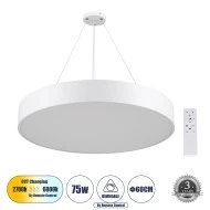 Κρεμαστή Πλαφονιέρα Οροφής LED BURTON CCT 75W 8625lm 120° AC 220-240V - Εναλλαγή Φωτισμού μέσω Τηλεχειριστηρίου All In One- Λευκό