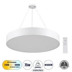 Κρεμαστή Πλαφονιέρα Οροφής LED BURTON CCT 75W 8625lm 120° AC 220-240V - Εναλλαγή Φωτισμού μέσω Τηλεχειριστηρίου All In One- Λευκό Κρεμαστή Πλαφονιέρα Οροφής LED BURTON CCT 75W 8625lm 120° AC 220-240V - Εναλλαγή Φωτισμού μέσω Τηλεχειριστηρίου All In One- Λευκό