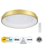 Πλαφονιέρα Οροφής Δαχτυλίδι-Κύκλος LED SALEM  CCT 105W 12075lm 120° AC 220-240V - Εναλλαγή Φωτισμού μέσω Τηλεχειριστηρίου All In One - Χρυσό Σαμπανιζέ