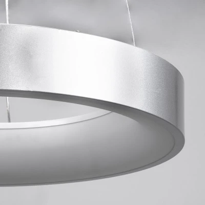 GloboStar® SALEM 61242 Κρεμαστή Πλαφονιέρα Οροφής Δαχτυλίδι-Κύκλος LED CCT 75W 8625lm 120° AC 220-240V - Εναλλαγή Φωτισμού μέσω Τηλεχειριστηρίου All In One Ψυχρό 6000k+Φυσικό 4500k+Θερμό 2700k Dimmable Φ45cm - Ασημί - 3 Years Warranty