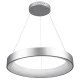 GloboStar® SALEM 61246 Κρεμαστή Πλαφονιέρα Οροφής Δαχτυλίδι-Κύκλος LED CCT 105W 12075lm 120° AC 220-240V - Εναλλαγή Φωτισμού μέσω Τηλεχειριστηρίου All In One Ψυχρό 6000k+Φυσικό 4500k+Θερμό 2700k Dimmable Φ60cm - Ασημί - 3 Years Warranty