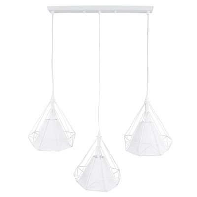 Κρεμαστό φωτιστικό EIFFEL τρίφωτο 3 x E27 AC 220-240V με λευκό μεταλλικό πλέγμα και λευκό ύφασμα Μ68 x Π25 x Υ130cm