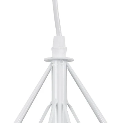 Κρεμαστό φωτιστικό EIFFEL τρίφωτο 3 x E27 AC 220-240V με λευκό μεταλλικό πλέγμα και λευκό ύφασμα Μ68 x Π25 x Υ130cm