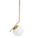 GloboStar® MONROE 00958 Μοντέρνο Κρεμαστό Φωτιστικό Οροφής Μονόφωτο 1 x E27 Χρυσό - Λευκό Μεταλλικό Μπάλα Φ15 x Υ49cm