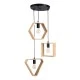 GloboStar® ELISE 00683 Μοντέρνο Κρεμαστό Φωτιστικό Ανάρτηση Τρίφωτο 3 x E27 IP20 Μπεζ Ξύλο με Μαύρο Μέταλλο - Μ55 x Π55 x Υ130cm