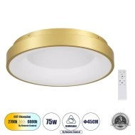 Πλαφονιέρα Οροφής Δαχτυλίδι-Κύκλος LED SALEM CCT 75W 8625lm 120° AC 220-240V - Εναλλαγή Φωτισμού μέσω Τηλεχειριστηρίου All In One - Χρυσό Σαμπανιζέ