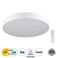 Πλαφονιέρα Οροφής LED BURTON CCT 75W 8625lm 120° AC 220-240V - Εναλλαγή Φωτισμού μέσω Τηλεχειριστηρίου All In One - Λευκό