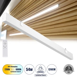Μοντέρνο φωτιστικό τοίχου LED kelvo® FELIX 54W 6500lm 120° AC 220-240V IP20 ρυθμιζόμενο λευκό CCT με On/Off 2700K/4500K/6000K λευκό ματ 120x3.5x7cm 61029-W