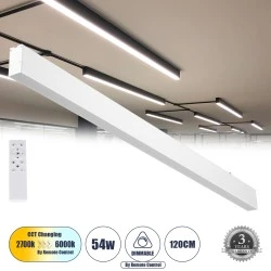 Γραμμικό φωτιστικό οροφής FELIX LED CCT 54W 6500LM 120° AC 220-240V αυξομειούμενο με τηλεχειριστήριο All In One 6000K+4500K+2700K λευκό