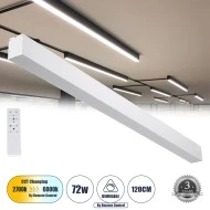 Μοντέρνο Φωτιστικό Οροφής LED ORION 72W 8600lm 120° AC 220-240V IP20 Ρυθμιζόμενο Λευκό CCT με Χειριστήριο ,SMD Chip - Λευκό Ματ - Μ120 x Π5.5 x Υ7cm 