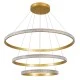 GloboStar® DIAMOND TRIO 61139-DECO Κρεμαστό Φωτιστικό Δαχτυλίδι-Κύκλος LED CCT 120W 14723lm 360° AC 220-240V - Εναλλαγή Φωτισμού μέσω Τηλεχειριστηρίου All In One Ψυχρό 6000k+Φυσικό 4500k+Θερμό 2700k Dimmable Φ40+60+80cm - Χρυσό Βούρτσας - 3 Years Warranty