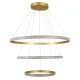 GloboStar® DIAMOND TRIO 61139-DECO Κρεμαστό Φωτιστικό Δαχτυλίδι-Κύκλος LED CCT 120W 14723lm 360° AC 220-240V - Εναλλαγή Φωτισμού μέσω Τηλεχειριστηρίου All In One Ψυχρό 6000k+Φυσικό 4500k+Θερμό 2700k Dimmable Φ40+60+80cm - Χρυσό Βούρτσας - 3 Years Warranty