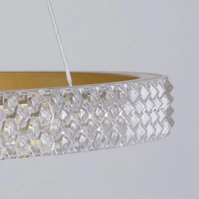 GloboStar® DIAMOND TRIO 61139-DECO Κρεμαστό Φωτιστικό Δαχτυλίδι-Κύκλος LED CCT 120W 14723lm 360° AC 220-240V - Εναλλαγή Φωτισμού μέσω Τηλεχειριστηρίου All In One Ψυχρό 6000k+Φυσικό 4500k+Θερμό 2700k Dimmable Φ40+60+80cm - Χρυσό Βούρτσας - 3 Years Warranty