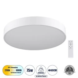 Πλαφονιέρα Οροφής LED BURTON CCT 75W 8625lm 120° AC 220-240V - Εναλλαγή Φωτισμού μέσω Τηλεχειριστηρίου All In One - Λευκό