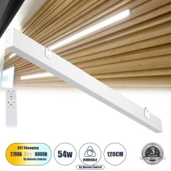 Μοντέρνο φωτιστικό τοίχου LED kelvo® FELIX 54W 6500lm 120° AC 220-240V IP20 ρυθμιζόμενο λευκό CCT με On/Off 2700K/4500K/6000K λευκό ματ 120x3.5x7cm 61029-W