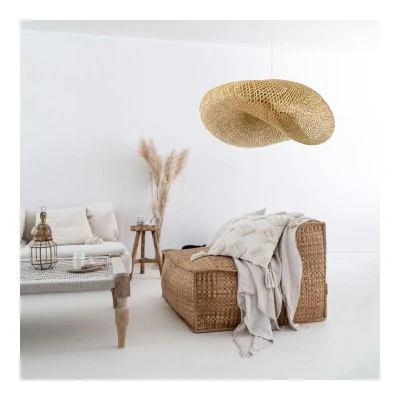 GloboStar® MEXICO 00721 Boho Κρεμαστό Φωτιστικό Ανάρτηση Μονόφωτο 1 x E27 IP20 Μπεζ Ξύλο - Μ100 x Π80 x Y35cm