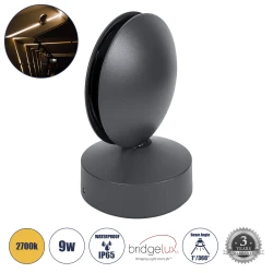 Μοντέρνα επιτοίχια απλίκα LED kelvo® ZERODA 9W 1035lm IP65 θερμό λευκό 2700K CREE XPE γκρι ανθρακί ματ 11x10x16cm