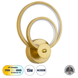 Μοντέρνα επιτοίχια απλίκα LED kelvo® FREDDIE 15W 1080lm 300° AC 220-240V IP20 ρυθμιζόμενο λευκό CCT με εναλλαγή χρωμάτων 2700K/4500K/6000K χρυσό βούρτσας 20x7.5x25cm 61078 Μοντέρνα επιτοίχια απλίκα LED kelvo® FREDDIE 15W 1080lm 300° AC 220-240V IP20 ρυθμιζόμενο λευκό CCT με εναλλαγή χρωμάτων 2700K/4500K/6000K χρυσό βούρτσας 20x7.5x25cm 61078