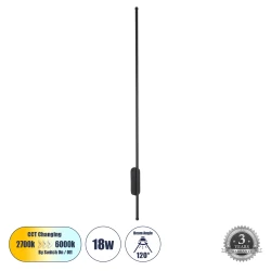 Μοντέρνα επιτοίχια απλίκα LED kelvo® HARLEM 18W 2160lm 120° AC 220-240V IP20 ρυθμιζόμενο λευκό CCT με On/Off 2700K/4500K/6000K μαύρο ματ 5x4x120cm