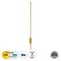 Μοντέρνο φωτιστικό τοίχου LED kelvo® HARLEM 18W 2160lm 120° AC 220-240V IP20 ρυθμιζόμενο λευκό CCT με εναλλαγή χρωμάτων 2700K/4500K/6000K χρυσό βούρτσας 5x4x120cm