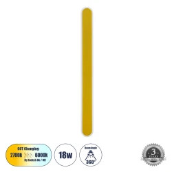Μοντέρνα απλίκα τοίχου LED kelvo® HOUSTON 18W 2160lm 360° AC 220-240V IP20 ρυθμιζόμενο λευκό CCT με εναλλαγή χρωμάτων 2700K/4500K/6000K χρυσό βούρτσας 6x3x60cm