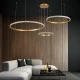 GloboStar® DIAMOND TRIO 61145 Κρεμαστό Φωτιστικό Δαχτυλίδι-Κύκλος LED CCT 120W 14723lm 360° AC 220-240V - Εναλλαγή Φωτισμού μέσω Τηλεχειριστηρίου All In One Ψυχρό 6000k+Φυσικό 4500k+Θερμό 2700k Dimmable Φ40+60+80cm - Χρυσό Βούρτσας - 3 Years Warranty