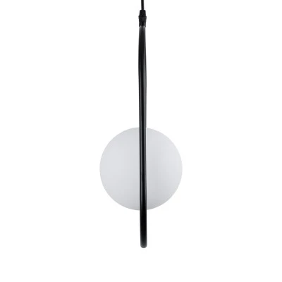 GloboStar® HAMBURG 00589 Μοντέρνο Κρεμαστό Φωτιστικό Μπάλα Μονόφωτο 1 x G9 Μαύρο Μέταλλο με Λευκό Γυαλί - Μ20 x Π15 x Υ40cm