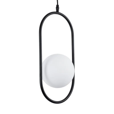 GloboStar® HAMBURG 00589 Μοντέρνο Κρεμαστό Φωτιστικό Μπάλα Μονόφωτο 1 x G9 Μαύρο Μέταλλο με Λευκό Γυαλί - Μ20 x Π15 x Υ40cm