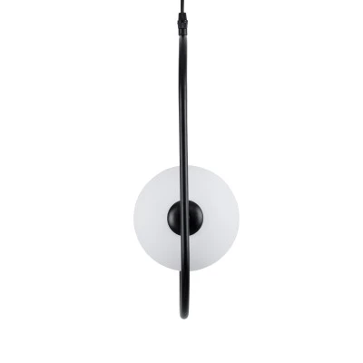 GloboStar® HAMBURG 00589 Μοντέρνο Κρεμαστό Φωτιστικό Μπάλα Μονόφωτο 1 x G9 Μαύρο Μέταλλο με Λευκό Γυαλί - Μ20 x Π15 x Υ40cm