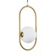 GloboStar® HAMBURG 00590 Μοντέρνο Κρεμαστό Φωτιστικό Μπάλα Μονόφωτο 1 x G9 Χρυσό Μέταλλο με Λευκό Γυαλί - Μ20 x Π15 x Υ40cm