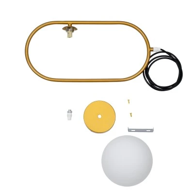 GloboStar® HAMBURG 00590 Μοντέρνο Κρεμαστό Φωτιστικό Μπάλα Μονόφωτο 1 x G9 Χρυσό Μέταλλο με Λευκό Γυαλί - Μ20 x Π15 x Υ40cm