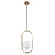 GloboStar® HAMBURG 00590 Μοντέρνο Κρεμαστό Φωτιστικό Μπάλα Μονόφωτο 1 x G9 Χρυσό Μέταλλο με Λευκό Γυαλί - Μ20 x Π15 x Υ40cm