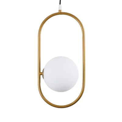 GloboStar® HAMBURG 00590 Μοντέρνο Κρεμαστό Φωτιστικό Μπάλα Μονόφωτο 1 x G9 Χρυσό Μέταλλο με Λευκό Γυαλί - Μ20 x Π15 x Υ40cm