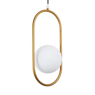 GloboStar® HAMBURG 00590 Μοντέρνο Κρεμαστό Φωτιστικό Μπάλα Μονόφωτο 1 x G9 Χρυσό Μέταλλο με Λευκό Γυαλί - Μ20 x Π15 x Υ40cm
