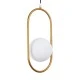 GloboStar® HAMBURG 00590 Μοντέρνο Κρεμαστό Φωτιστικό Μπάλα Μονόφωτο 1 x G9 Χρυσό Μέταλλο με Λευκό Γυαλί - Μ20 x Π15 x Υ40cm