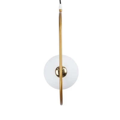 GloboStar® HAMBURG 00590 Μοντέρνο Κρεμαστό Φωτιστικό Μπάλα Μονόφωτο 1 x G9 Χρυσό Μέταλλο με Λευκό Γυαλί - Μ20 x Π15 x Υ40cm