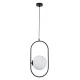 GloboStar® HAMBURG 00591 Μοντέρνο Κρεμαστό Φωτιστικό Μπάλα Μονόφωτο 1 x E14 IP20 Μαύρο Μέταλλο με Λευκό Γυαλί - Μ25 x Π20 x Υ50cm