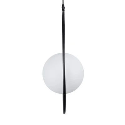 GloboStar® HAMBURG 00591 Μοντέρνο Κρεμαστό Φωτιστικό Μπάλα Μονόφωτο 1 x E14 IP20 Μαύρο Μέταλλο με Λευκό Γυαλί - Μ25 x Π20 x Υ50cm