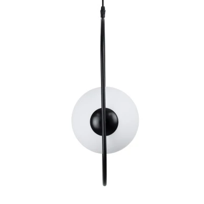 GloboStar® HAMBURG 00591 Μοντέρνο Κρεμαστό Φωτιστικό Μπάλα Μονόφωτο 1 x E14 IP20 Μαύρο Μέταλλο με Λευκό Γυαλί - Μ25 x Π20 x Υ50cm