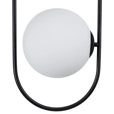 GloboStar® HAMBURG 00591 Μοντέρνο Κρεμαστό Φωτιστικό Μπάλα Μονόφωτο 1 x E14 IP20 Μαύρο Μέταλλο με Λευκό Γυαλί - Μ25 x Π20 x Υ50cm