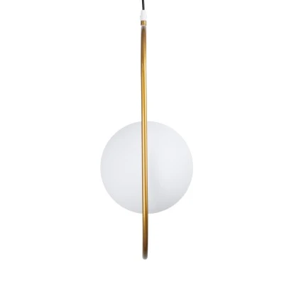 GloboStar® HAMBURG 00592 Μοντέρνο Κρεμαστό Φωτιστικό Μπάλα Μονόφωτο 1 x E14 IP20 Χρυσό Μέταλλο με Λευκό Γυαλί - Μ25 x Π20 x Υ50cm