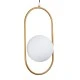 GloboStar® HAMBURG 00592 Μοντέρνο Κρεμαστό Φωτιστικό Μπάλα Μονόφωτο 1 x E14 IP20 Χρυσό Μέταλλο με Λευκό Γυαλί - Μ25 x Π20 x Υ50cm