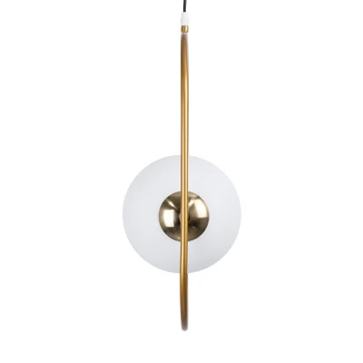 GloboStar® HAMBURG 00592 Μοντέρνο Κρεμαστό Φωτιστικό Μπάλα Μονόφωτο 1 x E14 IP20 Χρυσό Μέταλλο με Λευκό Γυαλί - Μ25 x Π20 x Υ50cm