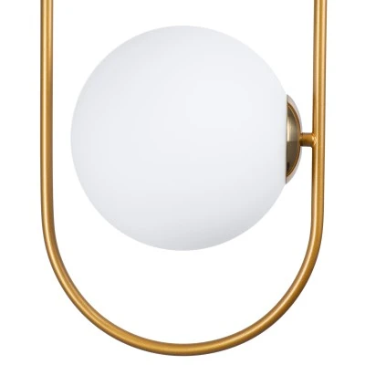 GloboStar® HAMBURG 00592 Μοντέρνο Κρεμαστό Φωτιστικό Μπάλα Μονόφωτο 1 x E14 IP20 Χρυσό Μέταλλο με Λευκό Γυαλί - Μ25 x Π20 x Υ50cm