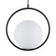 GloboStar® MADRID 00931 Μοντέρνο Κρεμαστό Φωτιστικό Μπάλα Μονόφωτο 1 x E27 IP20 Μαύρο Μέταλλο με Λευκό Γυαλί - Μ30 x Π20 x Υ30cm