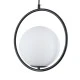 GloboStar® MADRID 00931 Μοντέρνο Κρεμαστό Φωτιστικό Μπάλα Μονόφωτο 1 x E27 IP20 Μαύρο Μέταλλο με Λευκό Γυαλί - Μ30 x Π20 x Υ30cm