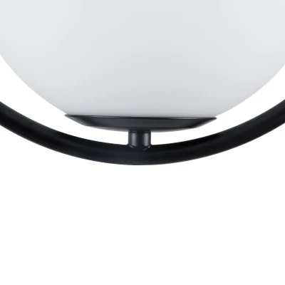 GloboStar® MADRID 00931 Μοντέρνο Κρεμαστό Φωτιστικό Μπάλα Μονόφωτο 1 x E27 IP20 Μαύρο Μέταλλο με Λευκό Γυαλί - Μ30 x Π20 x Υ30cm